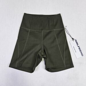 Girlfriend Collective Womens XS High Rise Run Short 4013 Terrace Green Bike Gym